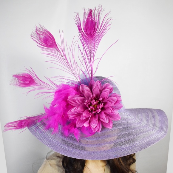 Pink Purple Peacock Feather Flower Kentucky Derby